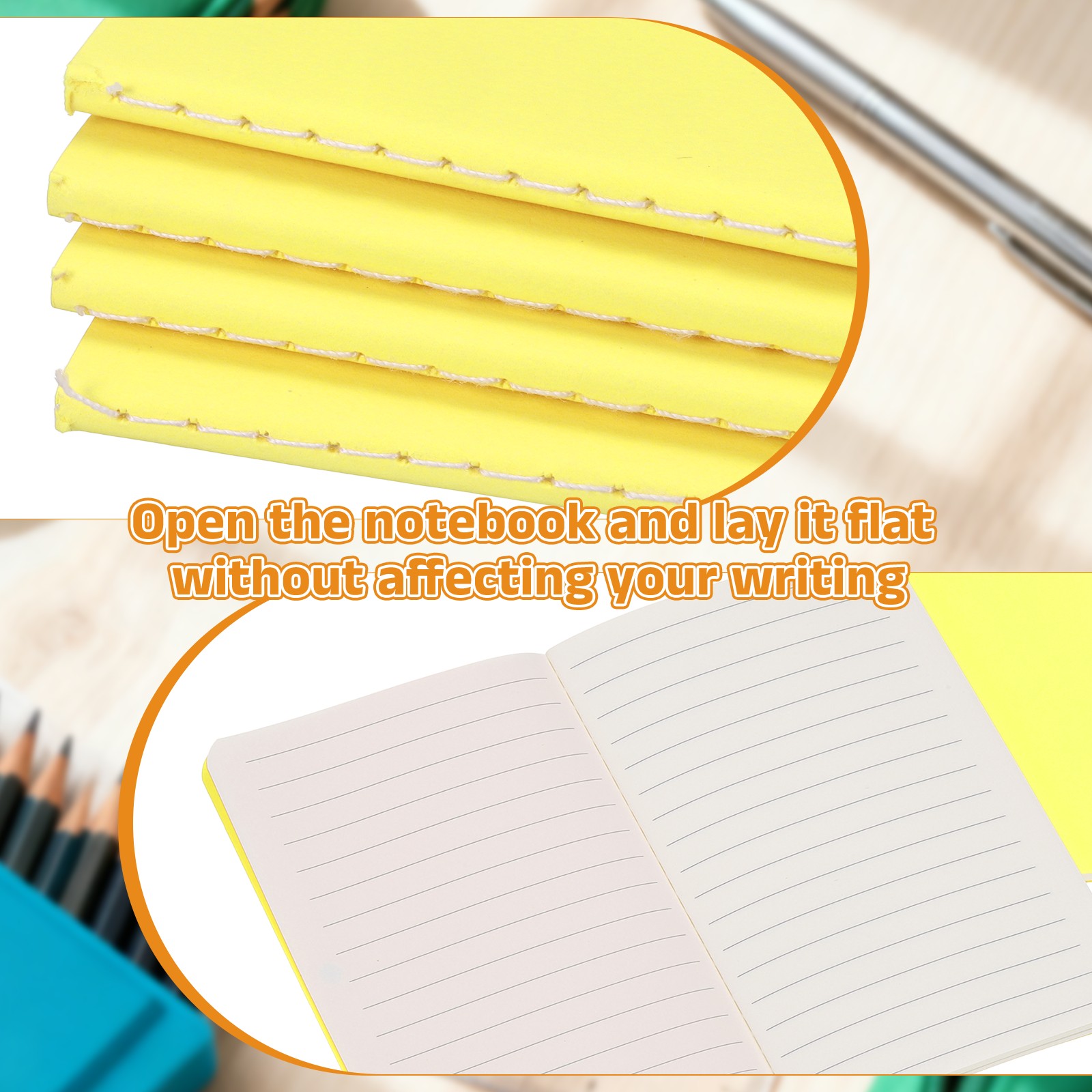 4 Pack A6 Notebook, A6 Journal Mini Notebook Pocket Kraft,Light Yellow