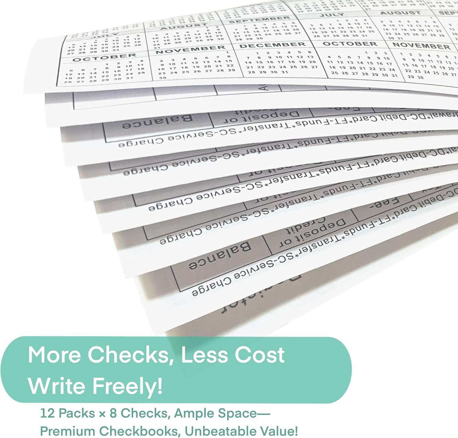 12 – Pack 6�3 Check Registers for Personal Checkbook – Blank Ledger Transacti…