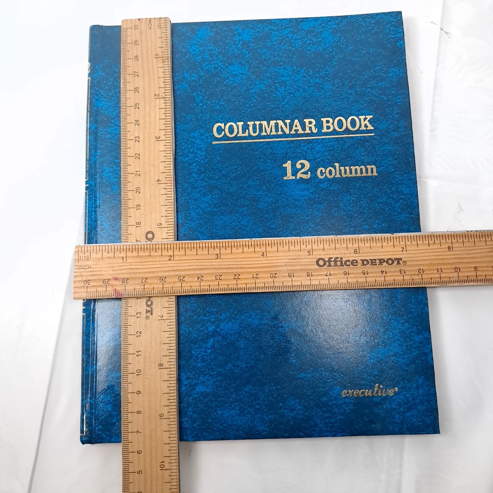 Vintage Stuart Hall Columnar Book 12 column executive blue marble bound notebook