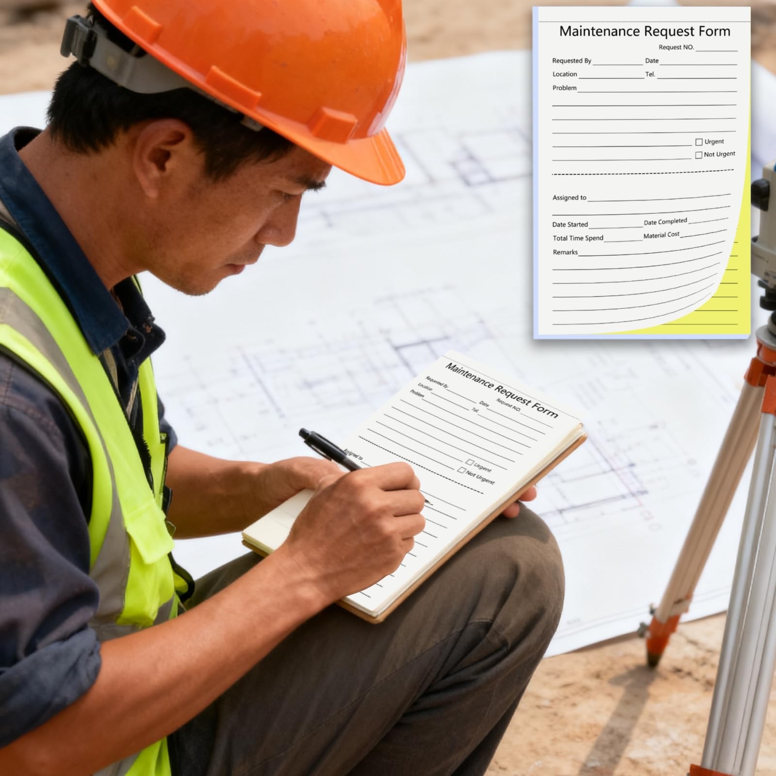 Organized Maintenance Request Forms – 50 Carbonless Sets, Easy Record Management