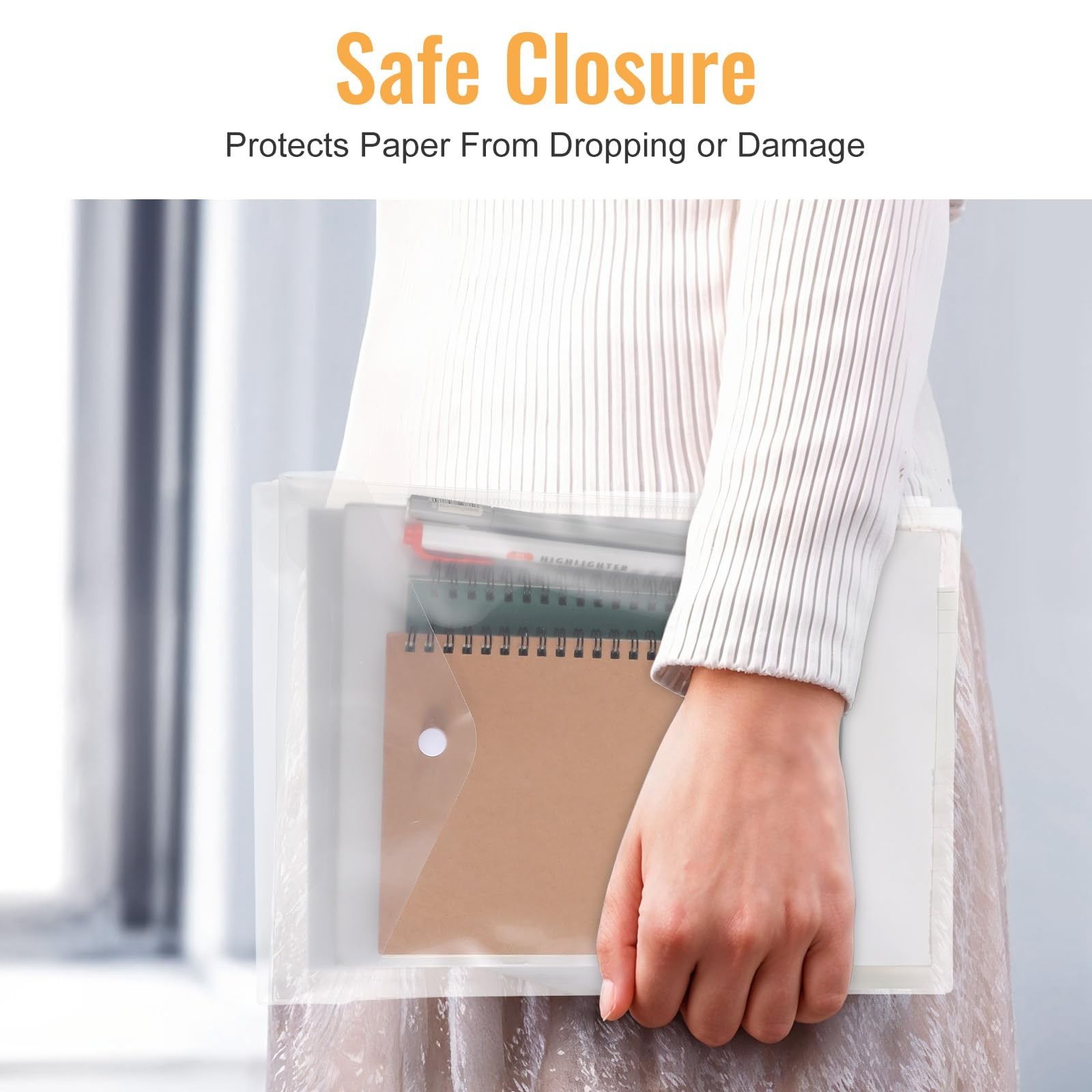 30 Pcs 9″x12″ Clear Plastic Envelopes with Snap Closure, Heavy-Duty