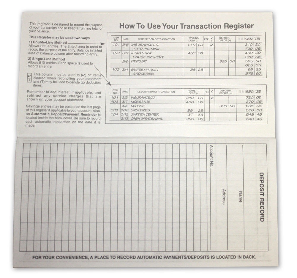 10 Checkbook Transaction Registers 2021-2022-2023 Calendars