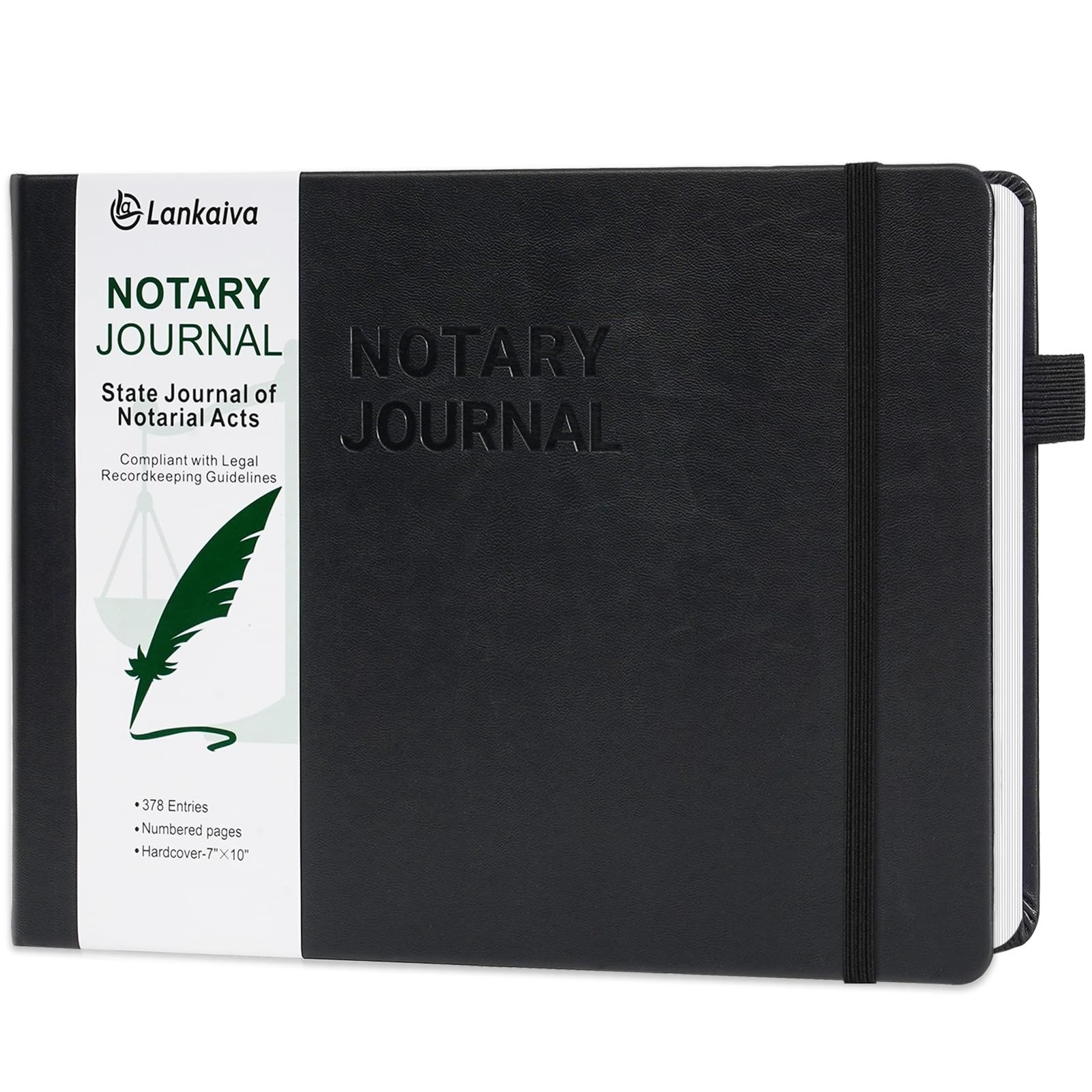 Notary Journal Log Book – 10″X7″ Executive Hardcover Black