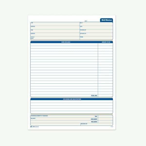 Premium Bid Memos – 50 White Sheets, 8.38 x 11.44 Inches, Ideal for Proposals