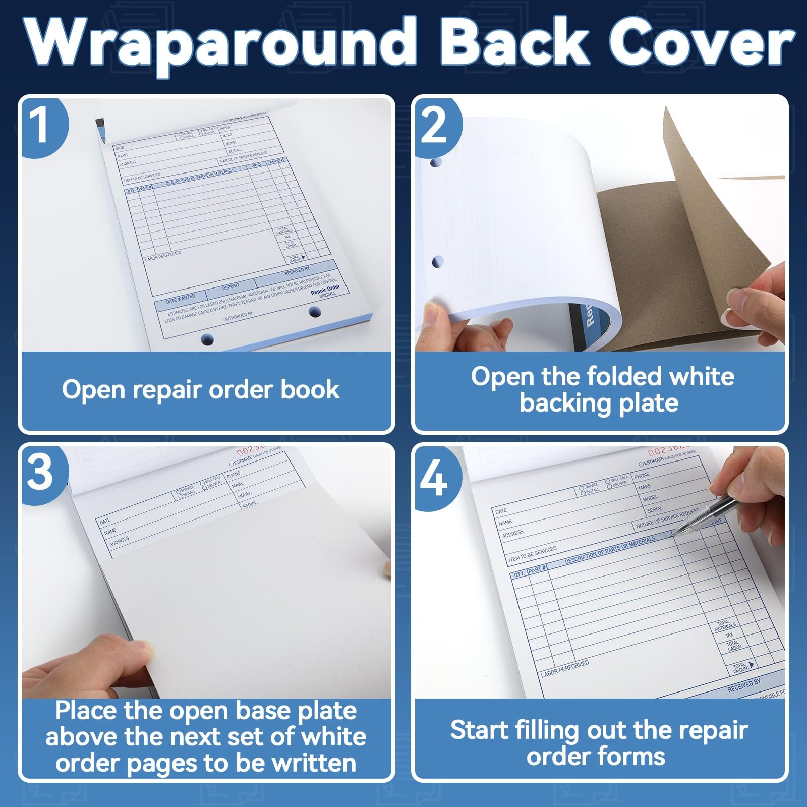 2 Pad Repair Order Book 2 Part Carbonless Receipt Books Consecutively Numbere…