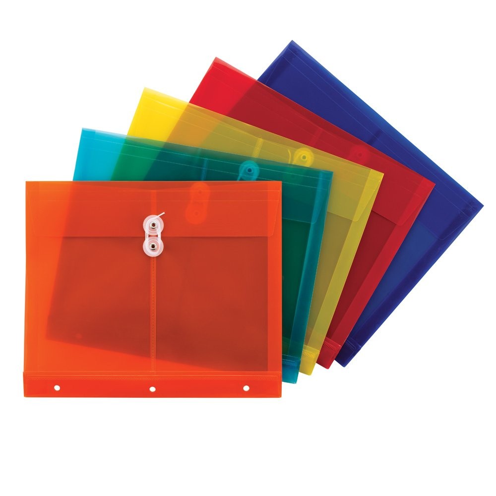 Smead Poly Project Envelope, 9-3/4 x 11-5/8 Inches (5-Pack), Assorted Colors