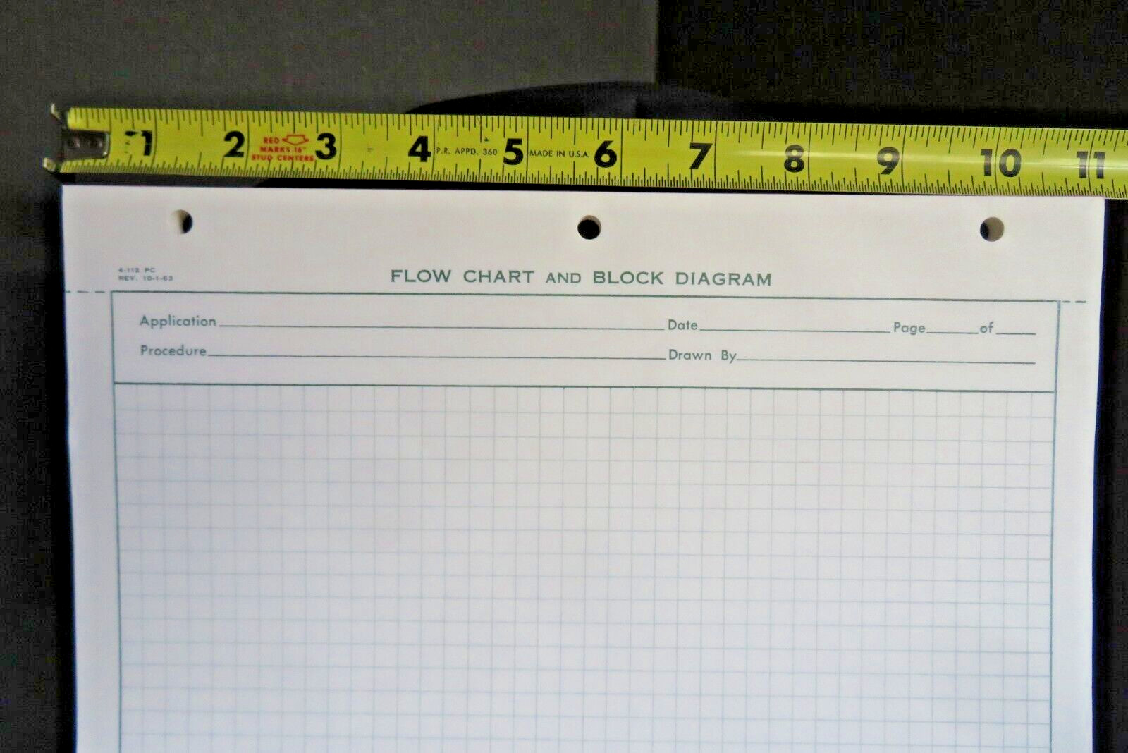 1963 VINTAGE Flow Chart & Block *VIDEO* Diagram Graph Paper Pad of 75 #4-112 PC