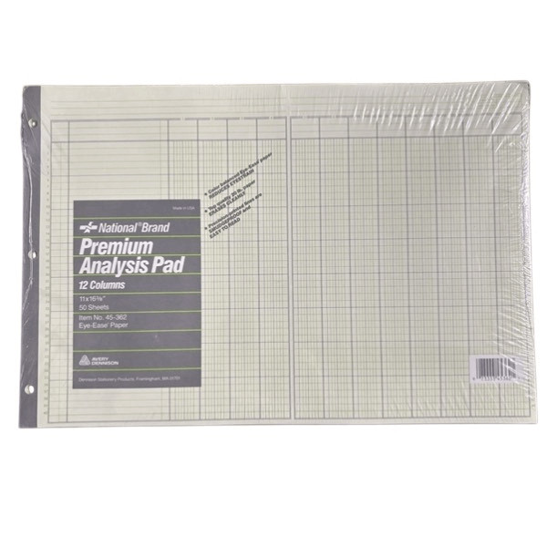 National Brand 12 Column Premium Analysis Pad Item 45-362 50 Sheets *New*