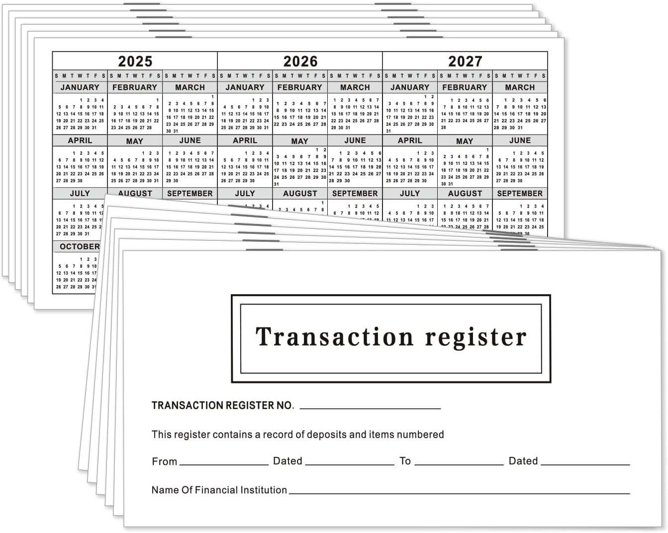 12 – Pack 6″×3″ Check Registers for Personal Checkbook – Blank Ledger Transac…