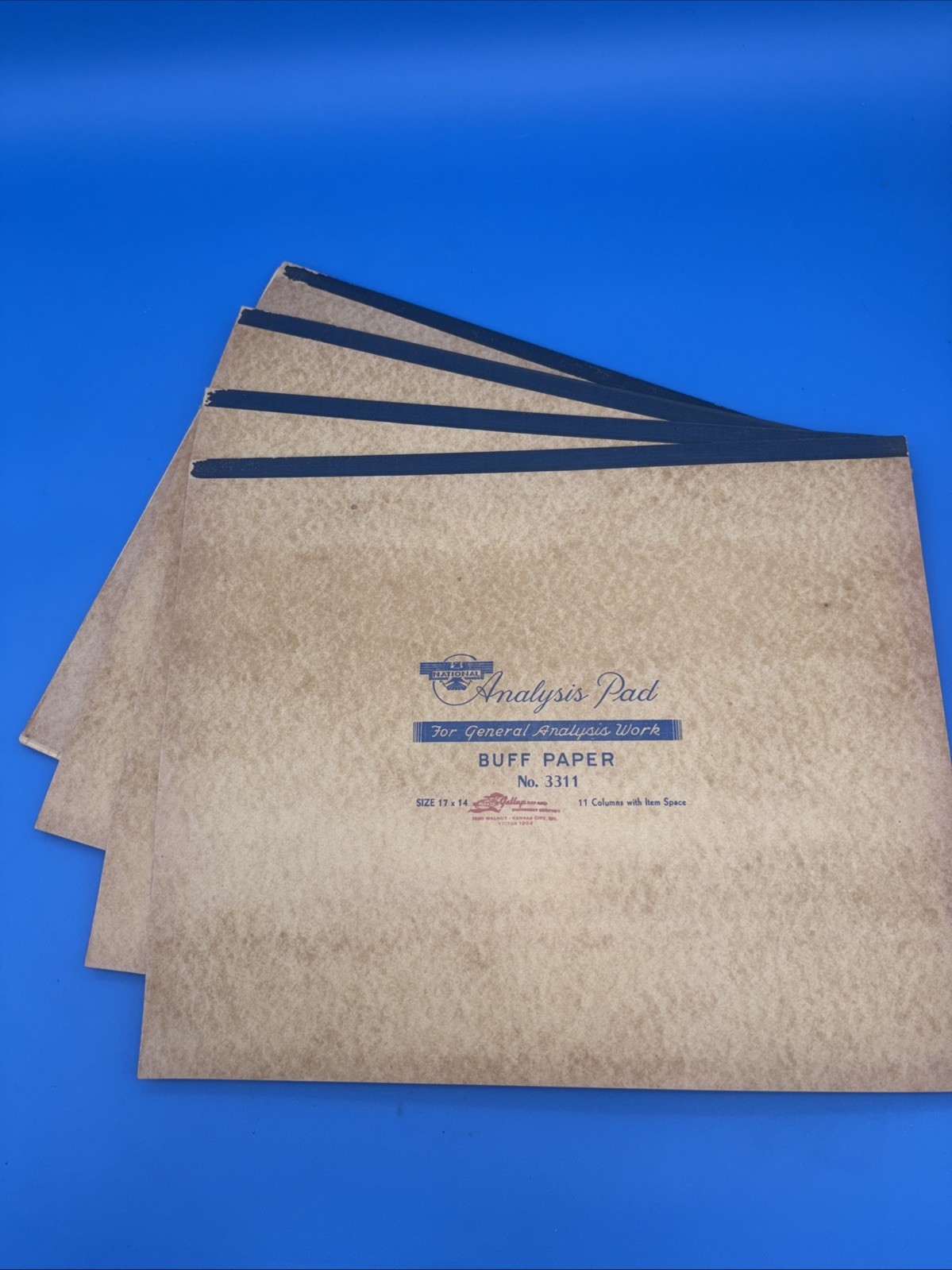 Lot Of 4 National Brand Analysis Pad Buff Paper 11 Column 50 Sheets 14×17 3311