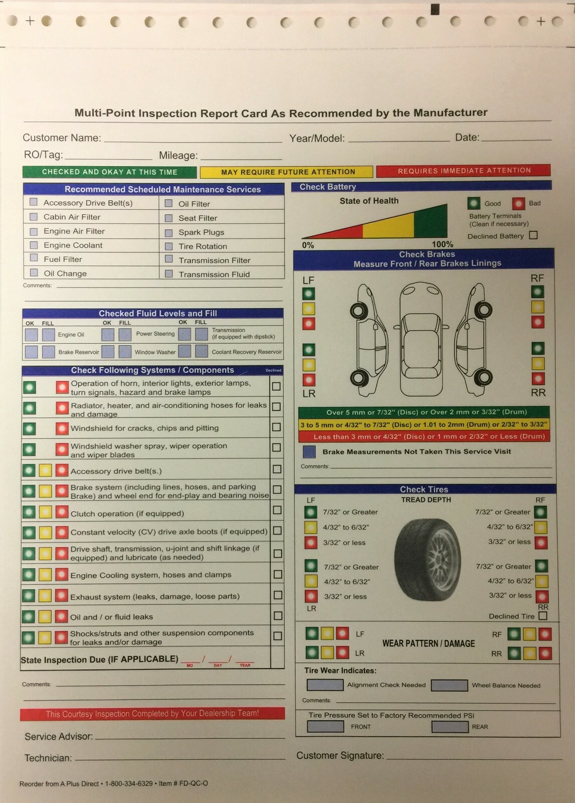 Multi Point Inspection Form 2 Part – FD-QC-O (P8)