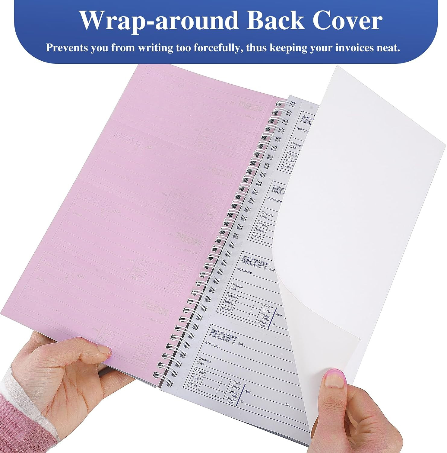 1 Pack Receipt Books with Carbon Copies, Rent Receipt Book, 3-Part Carbonless, 5