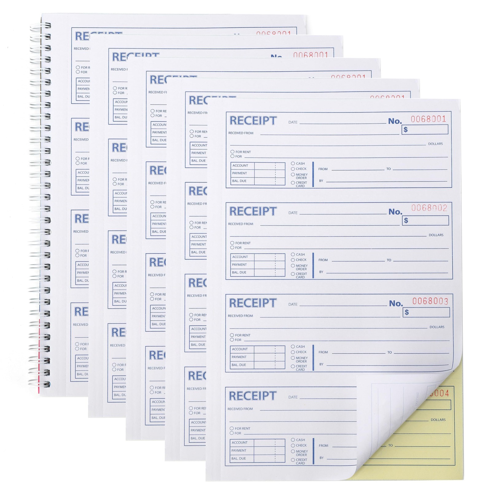 Professional Money and Rent Receipt Book Two Part Carbonless Copy Spiral…
