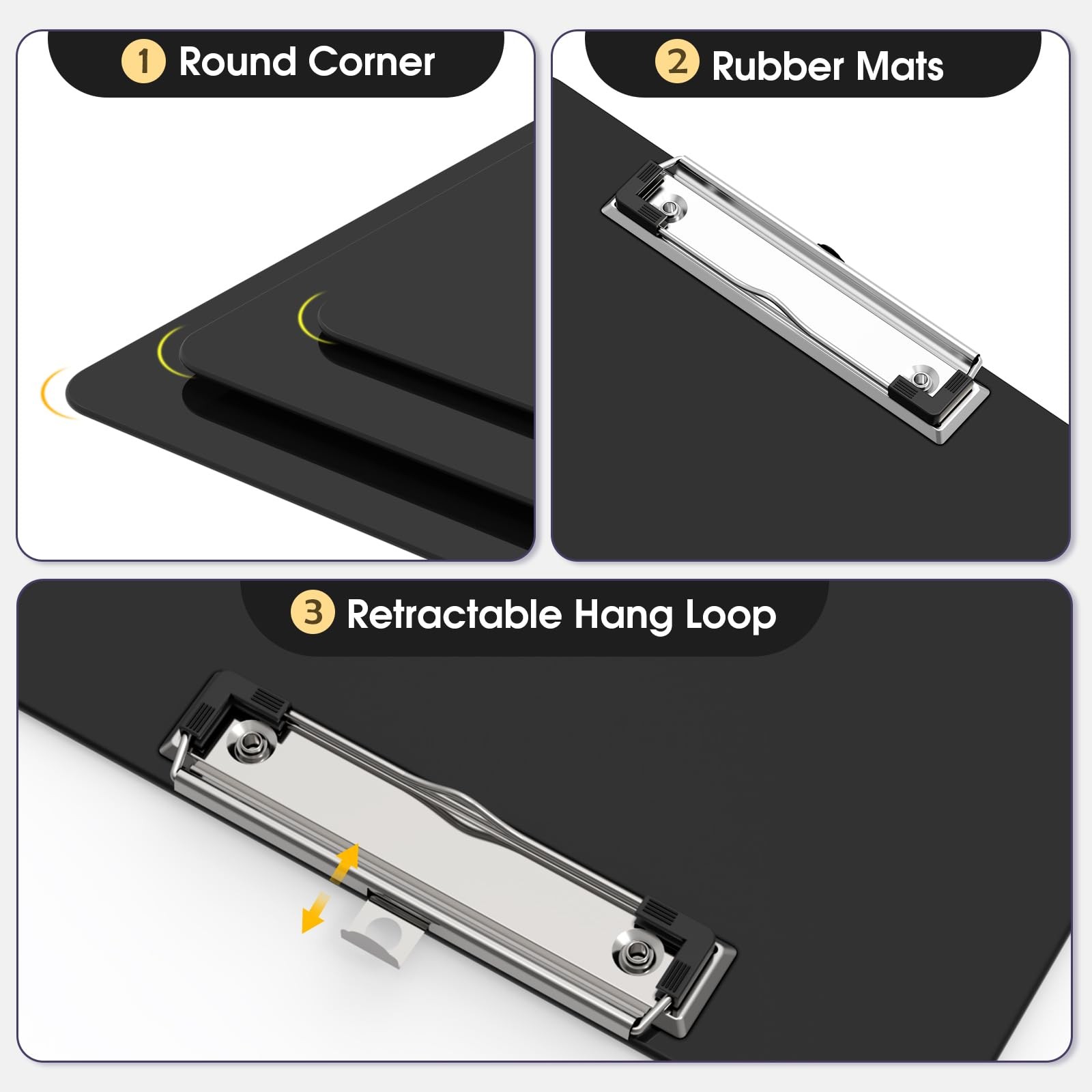 Macroclo Plastic Clipboards Set of 2, Black 8.5×11 Clip Board 2 Pack,