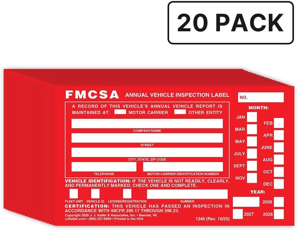 J. J. Keller 20-Pack, Aluminum Annual Vehicle Inspection Label with Punch Box…