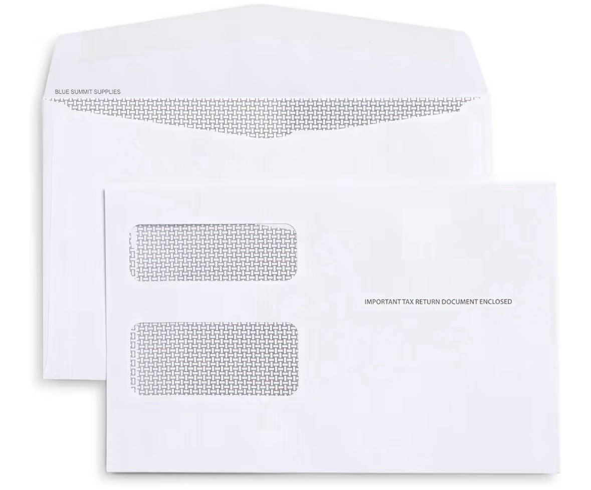 50 count Blue Summit 1099 Form Envelopes 5/8 Inch x 9 Inch, Gummed Flap