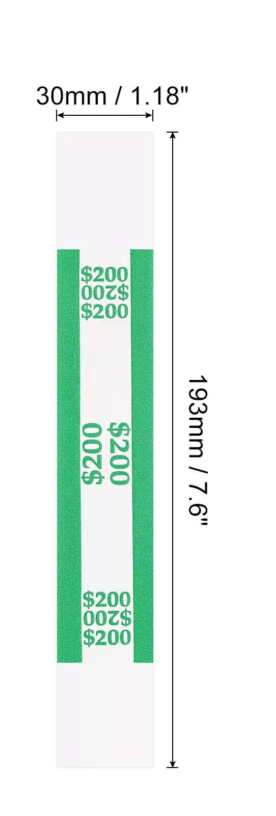 10 Self-Sealing Green Bill Straps Holds $200 Bill Wrappers Currency Bands