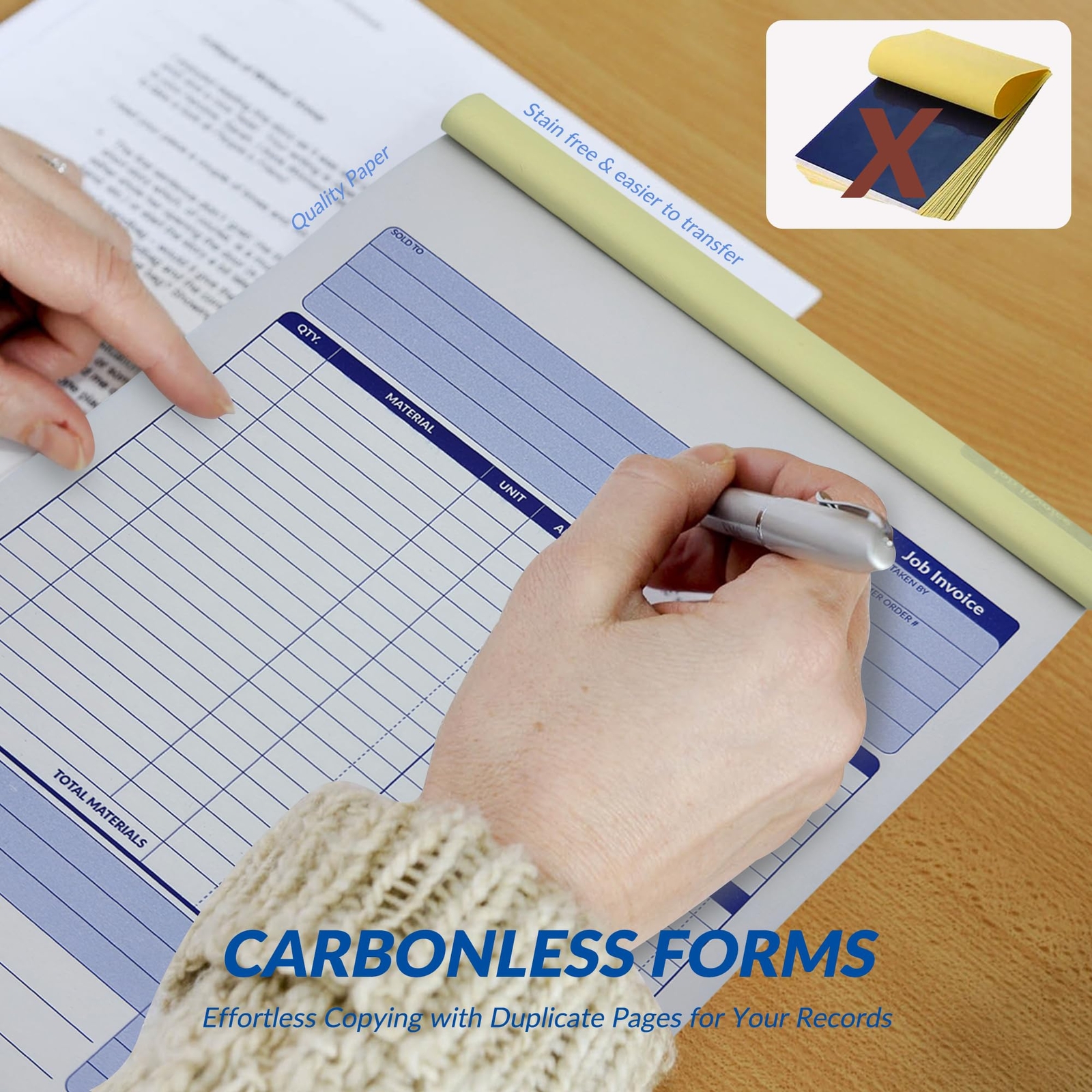 Job Work Order Forms Large Size Contractor Invoice Book 8-1/2 x 11-7/16 I
