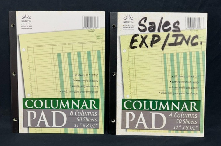 Norcom Columnar Ledger Pad 4 & 6 Columns 8.5″ x 11″ Letter Size – Two Pre-owned