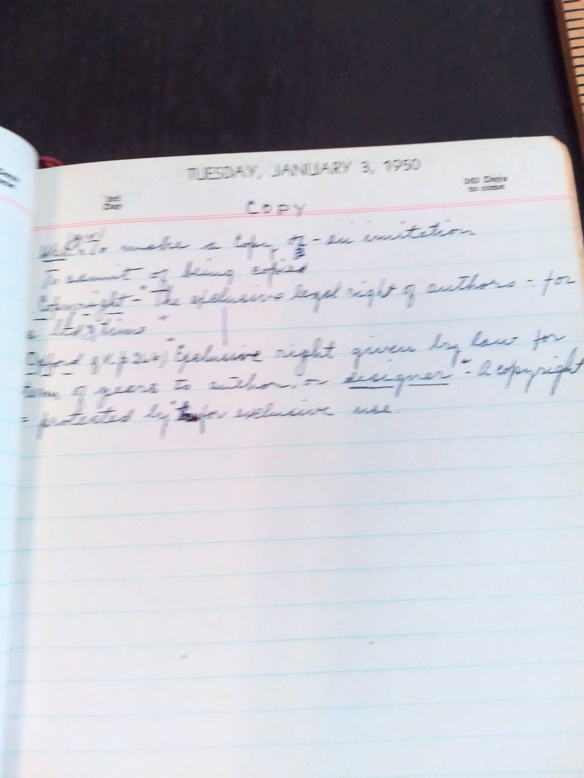 Vintage Ledger Book 1950 from National Blank Book Co. USA journal diary