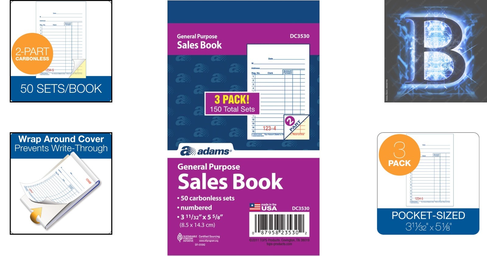 Compact 2-Part Carbonless Sales Book – Professional Invoicing, 50 Sets, 3-Pack