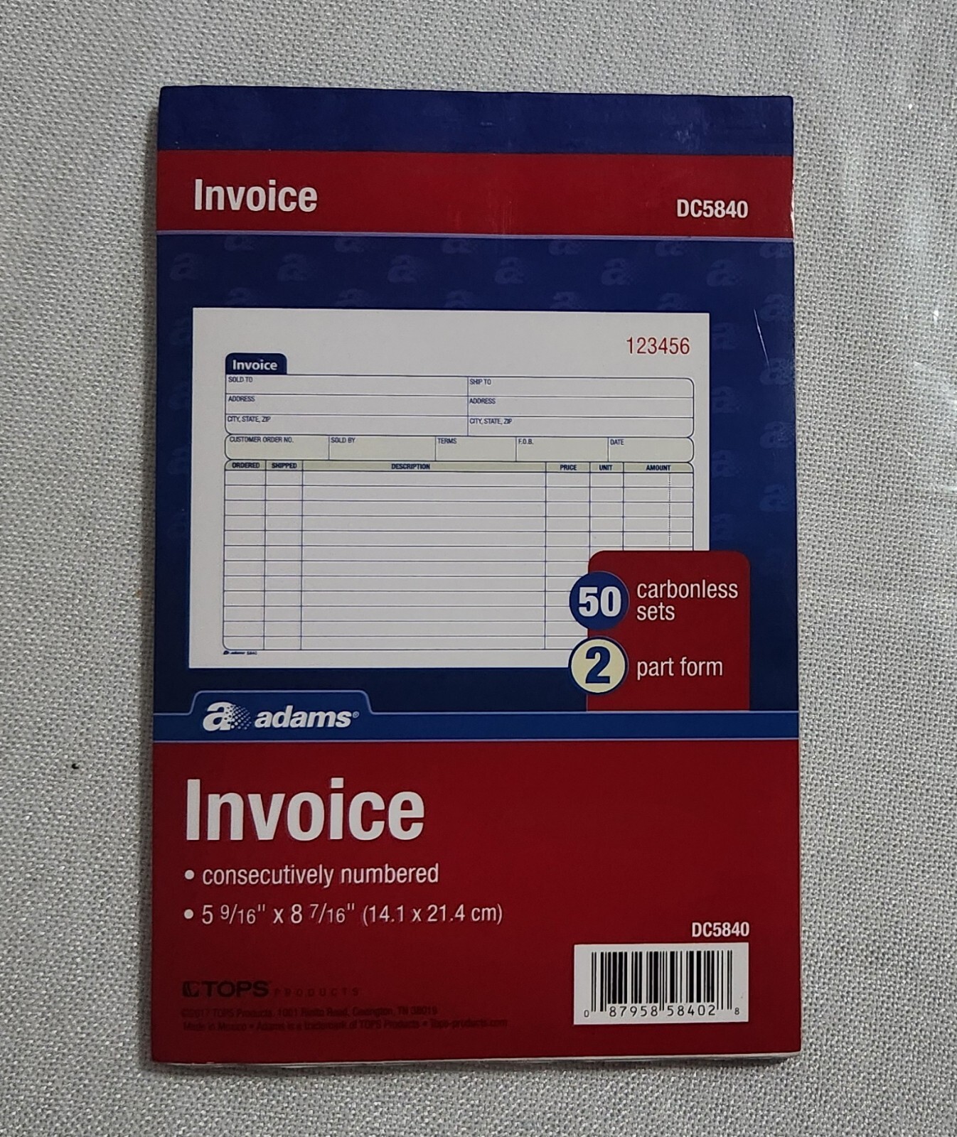 Invoice Books Carbonless Business form 2 Part numbered Adams TOPS 3 Book x50=150