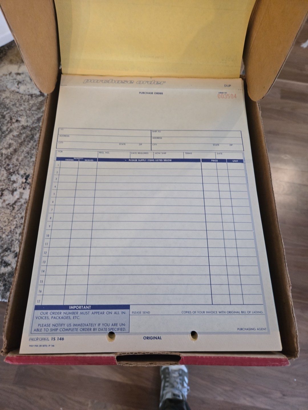 Rediform Speedisets Purchase Order 1S146 8 1/2 X 11 5/8 500 In Box