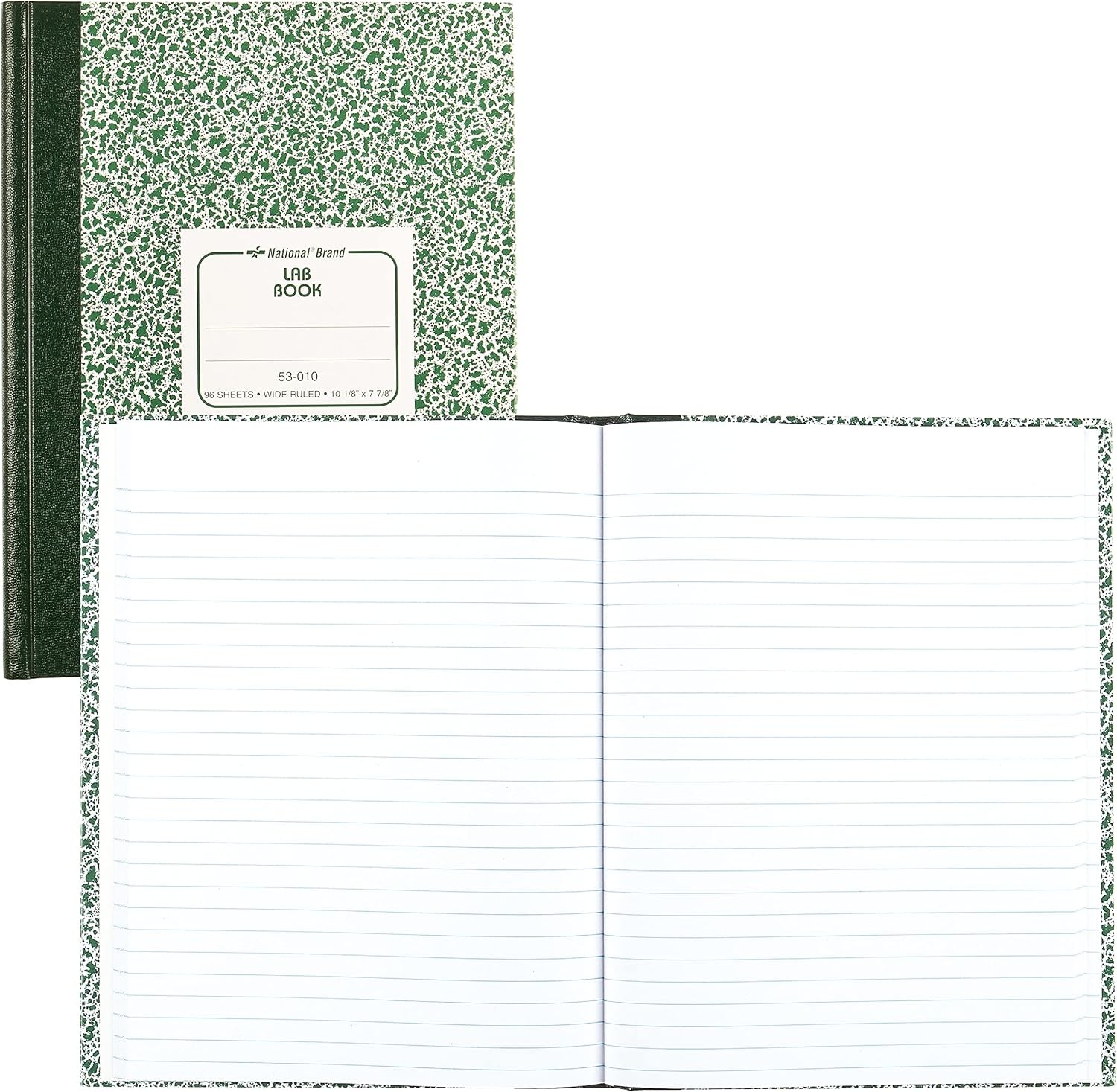 National Lab Notebook, Wide/Legal Rule, Green Marble Cover, (96) 10.13 x 7.88 Sh