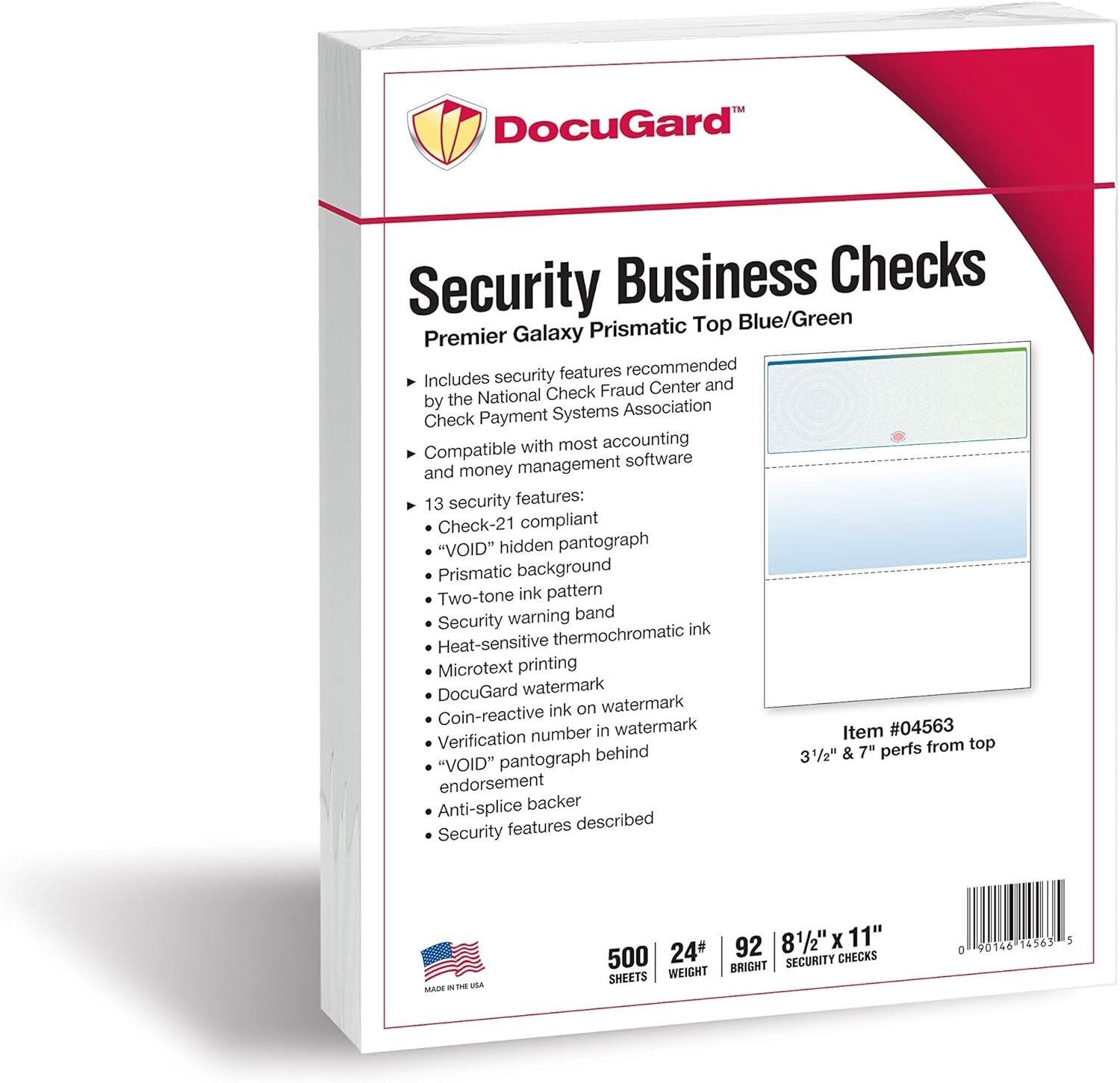 Easy Print Blue/Green Galaxy Check Paper – 500 Sheets with 13 Security Features