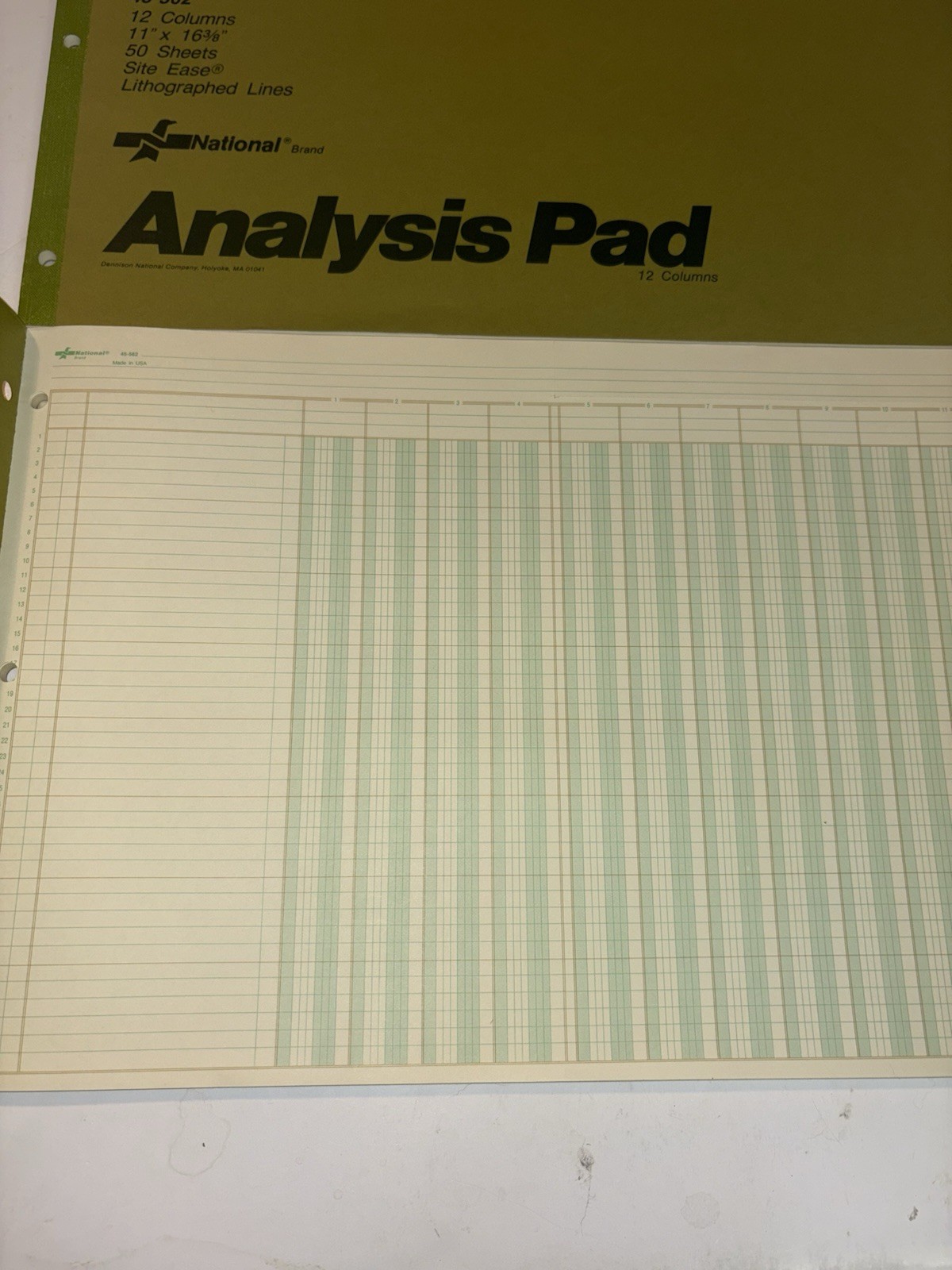2 Vtg National 12 Column Analysis Pad 45-562 – 11” X 16 3/8” – 50 Sheets Unused