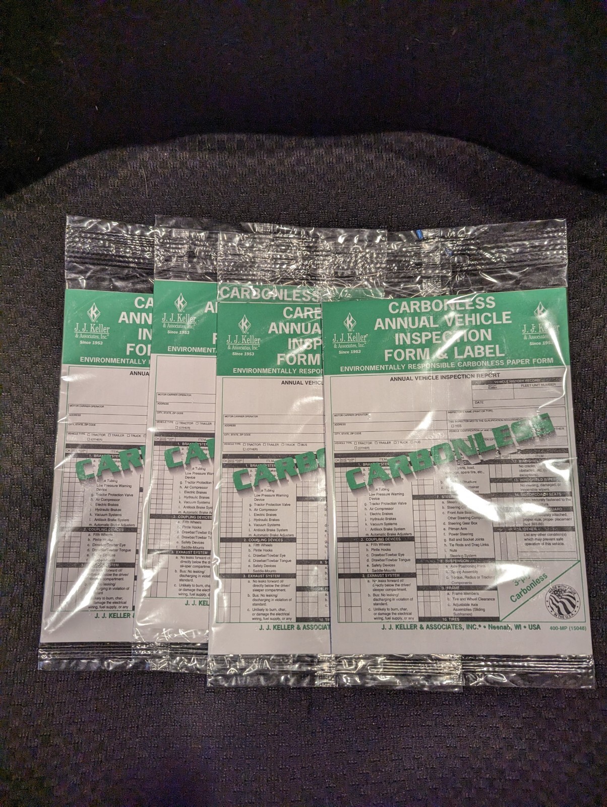 JJ Keller 400MP Carbonless Annual Vehicle Inspection 15048 DOT Compliant 4 Sets