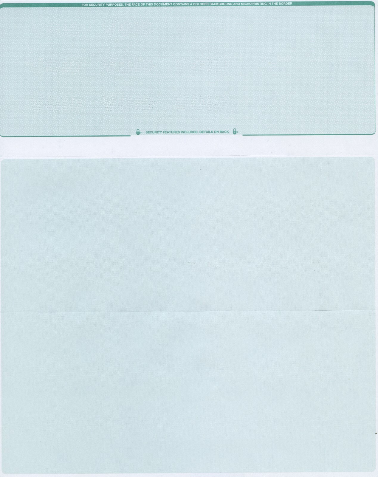 1000 Blank Check Stock Paper – Check on Top – Green Diamond