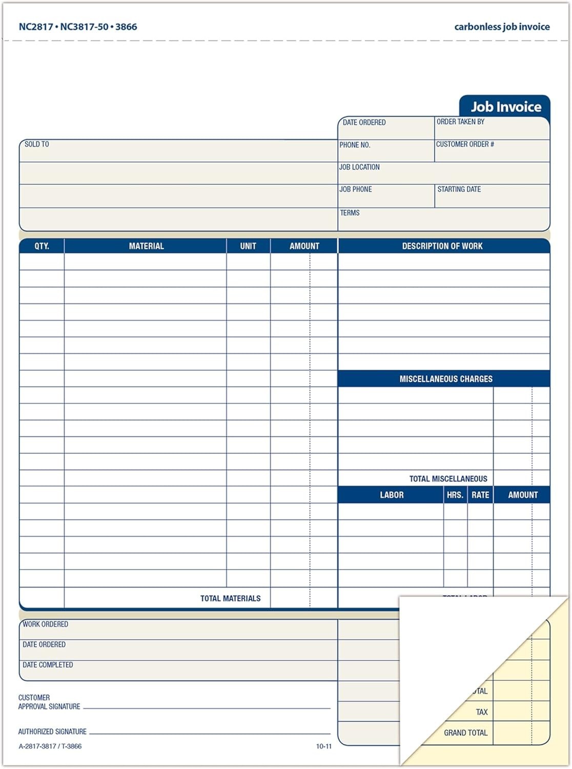 Customizable 2-Part Carbonless Invoice Forms – Perfect for Service & Repair Pros