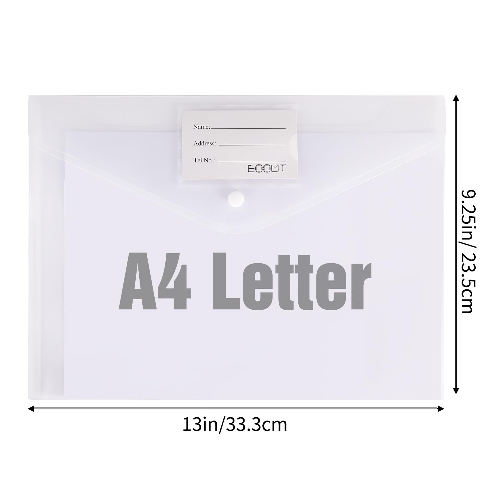 EOOUT 30pcs Plastic Envelopes, Clear Envelopes with Snap Closure,
