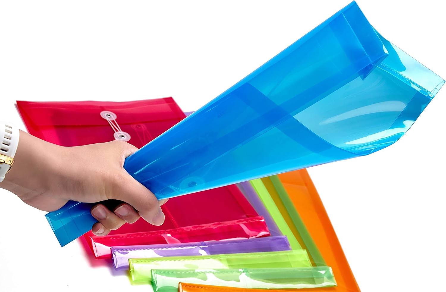 6 Pack Plastic Envelopes Poly Expandable Assorted Colors 6