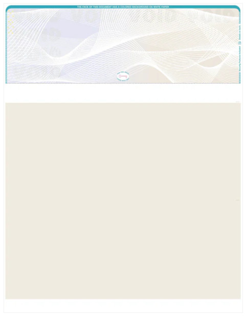 Blank Check Stock Paper – Check on Top- High-Security – 3 Prismatic Colors
