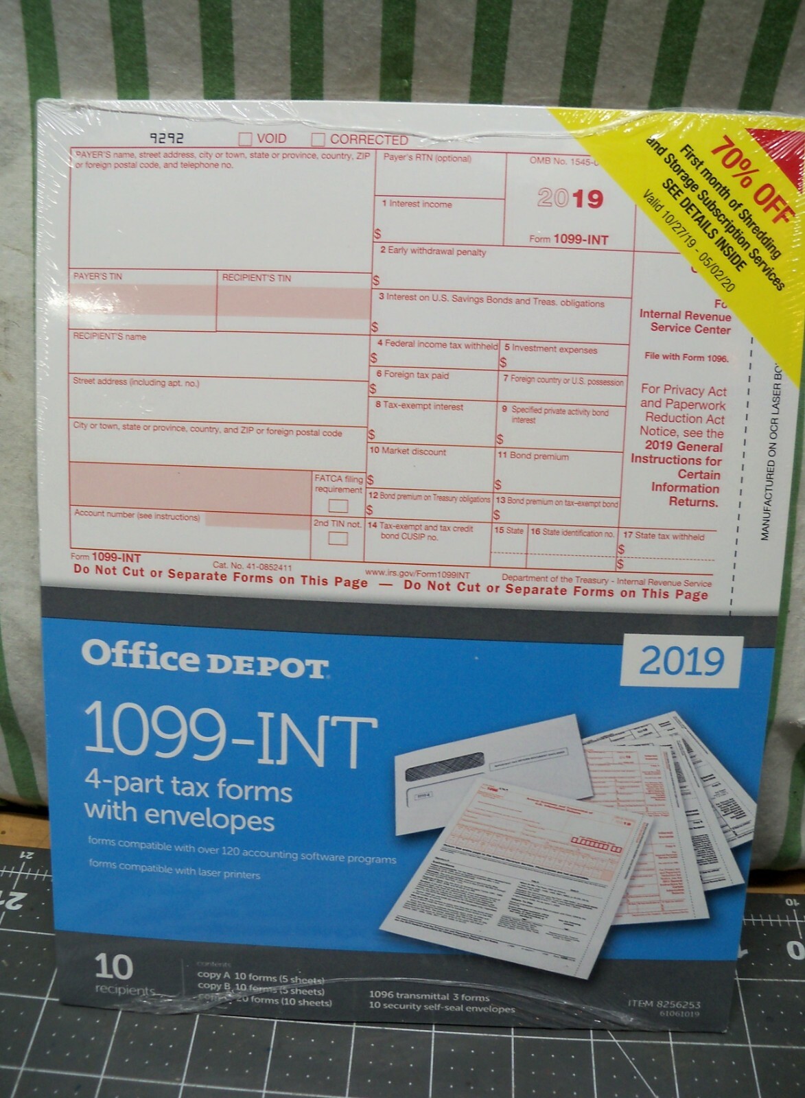 2019 Office Depot 1099-INT Tax Forms w Envelopes, 4-Part,10-PK Staples USA