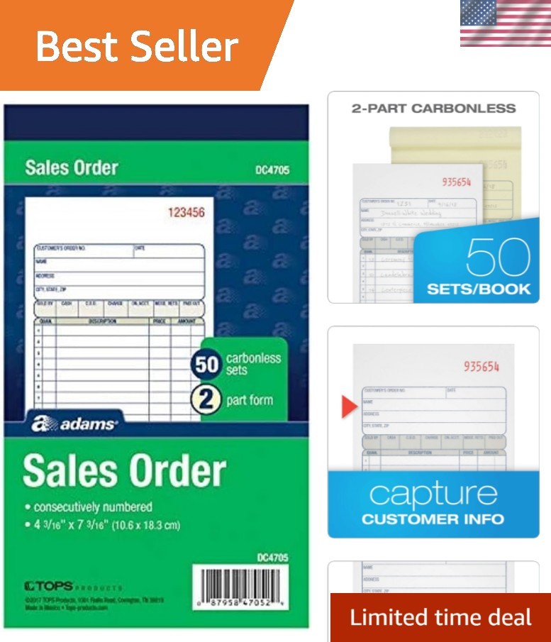 Sequentially Numbered Carbonless Order Books – 3 Pack with Customization Space