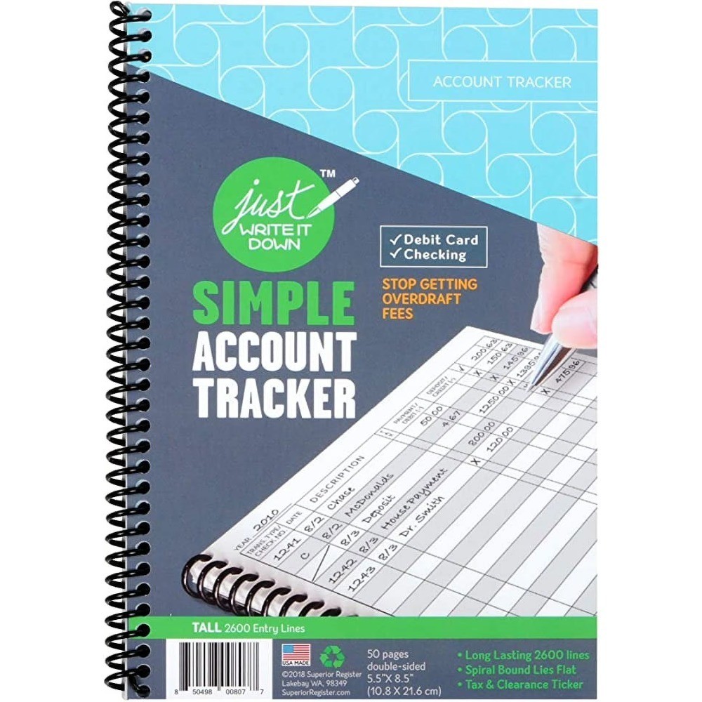 Simple Account Tracker Money Ledger 5.5 x 8.5 Spiral Bound 50 Pages 1-Count for