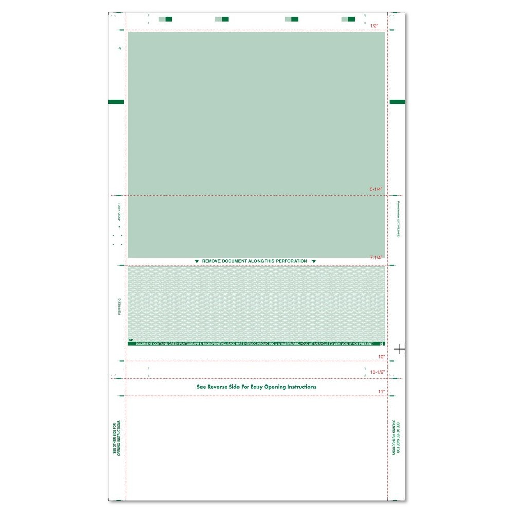 8-1/2″ x 14″ EZ Fold Check Green (Box of 2000)