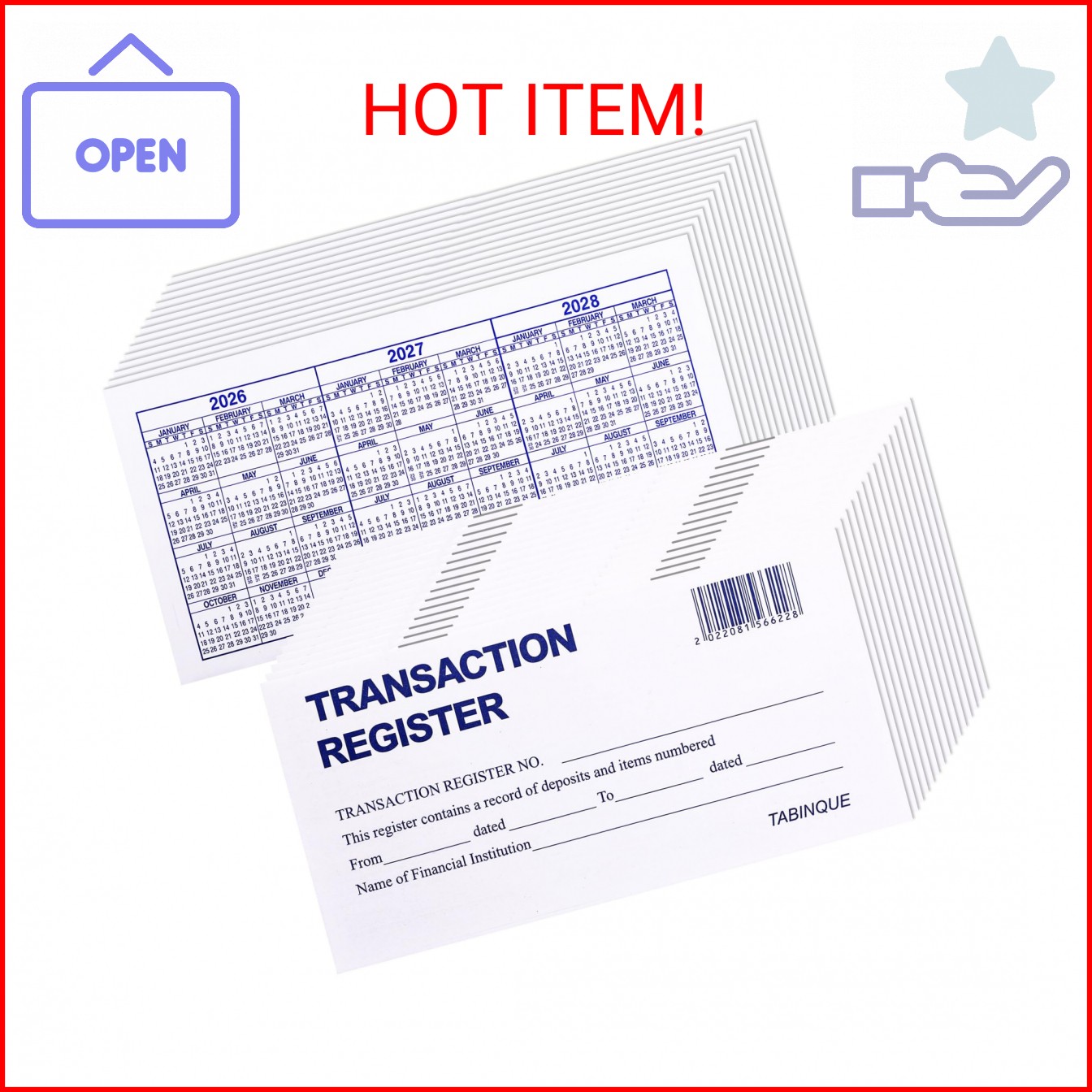 24 PCS Check Registers for Personal Checkbook, Easy to Read Checkbook Register