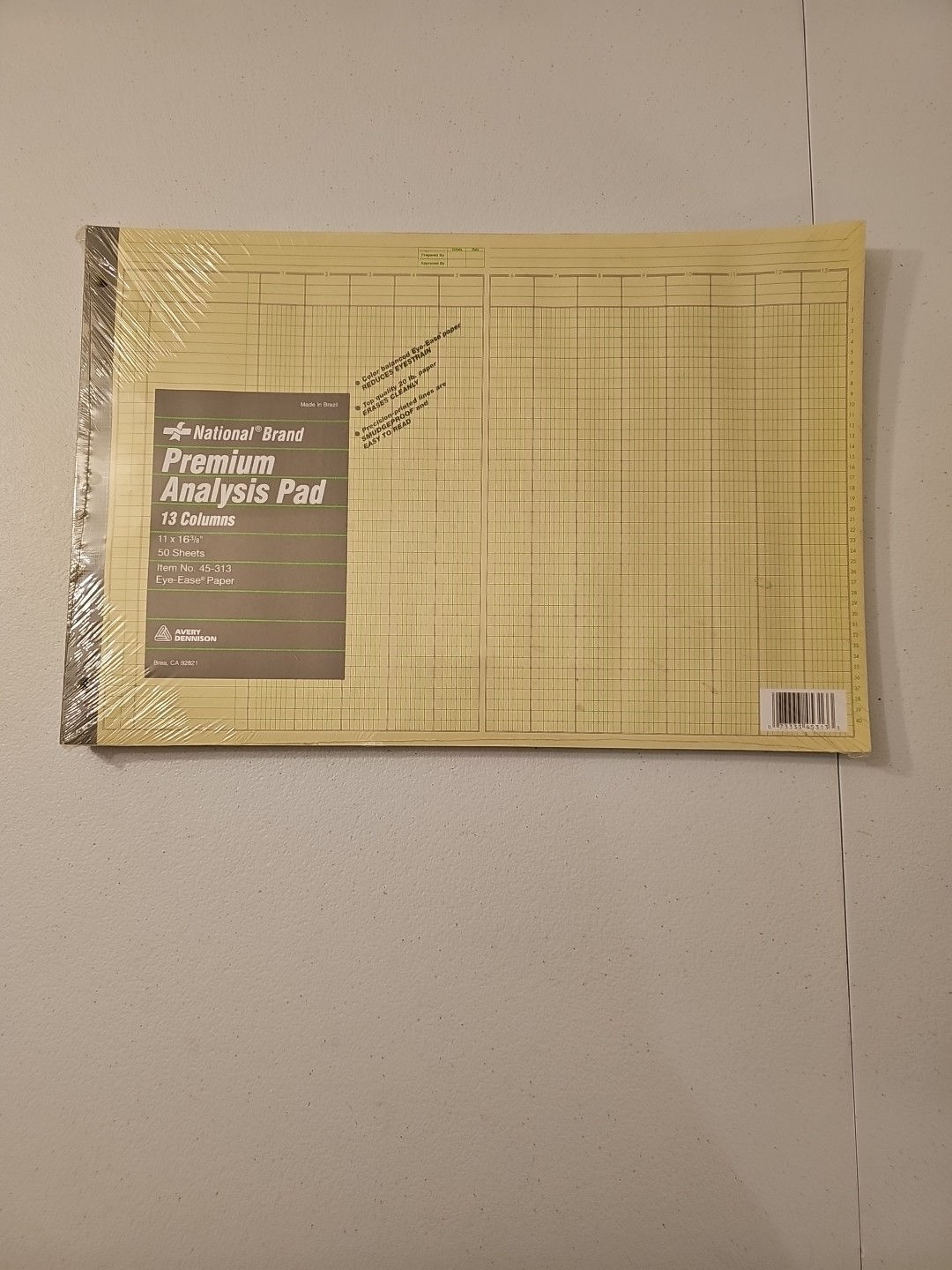 50 Sheets Premium Analysis Pad, 13 Columns, Green Paper, 11 x 16.375″