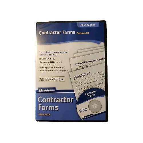 Adams Contractor Forms on CD SS4301 Windows & Macintosh PDF And Excel