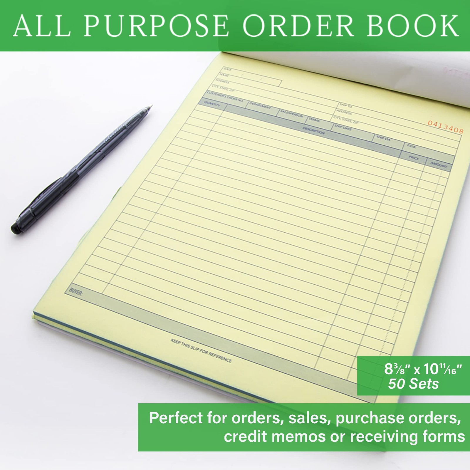 All Purpose Order Book, 50 Sets 8 3/8″ x 10 11/16″ 2Part Carbonless, White & …