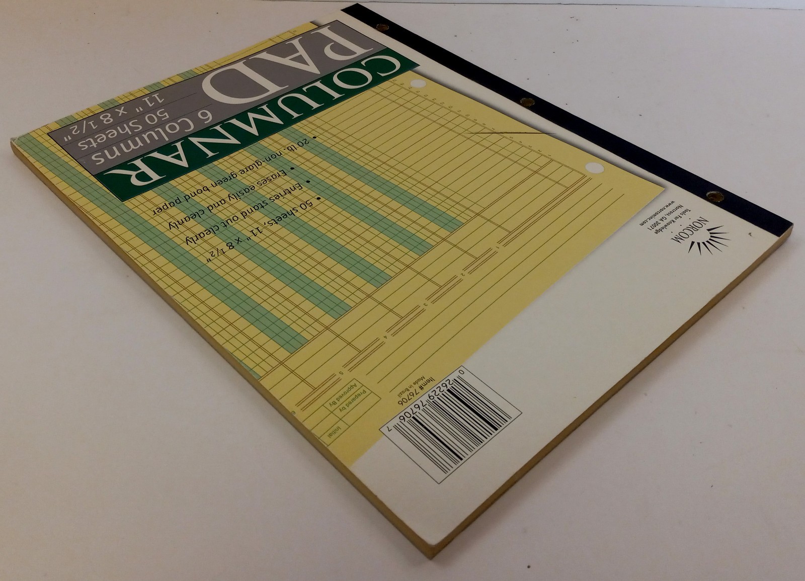 Ledger Pad 6 Columns 8.5 x 11 inch 50 Sheets Blank Lot of 2
