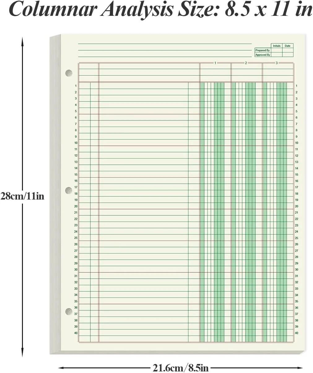 Columnar Analysis Pad 3 Column Ledger – 3 Hole Punched Accounting Ledger Book Re