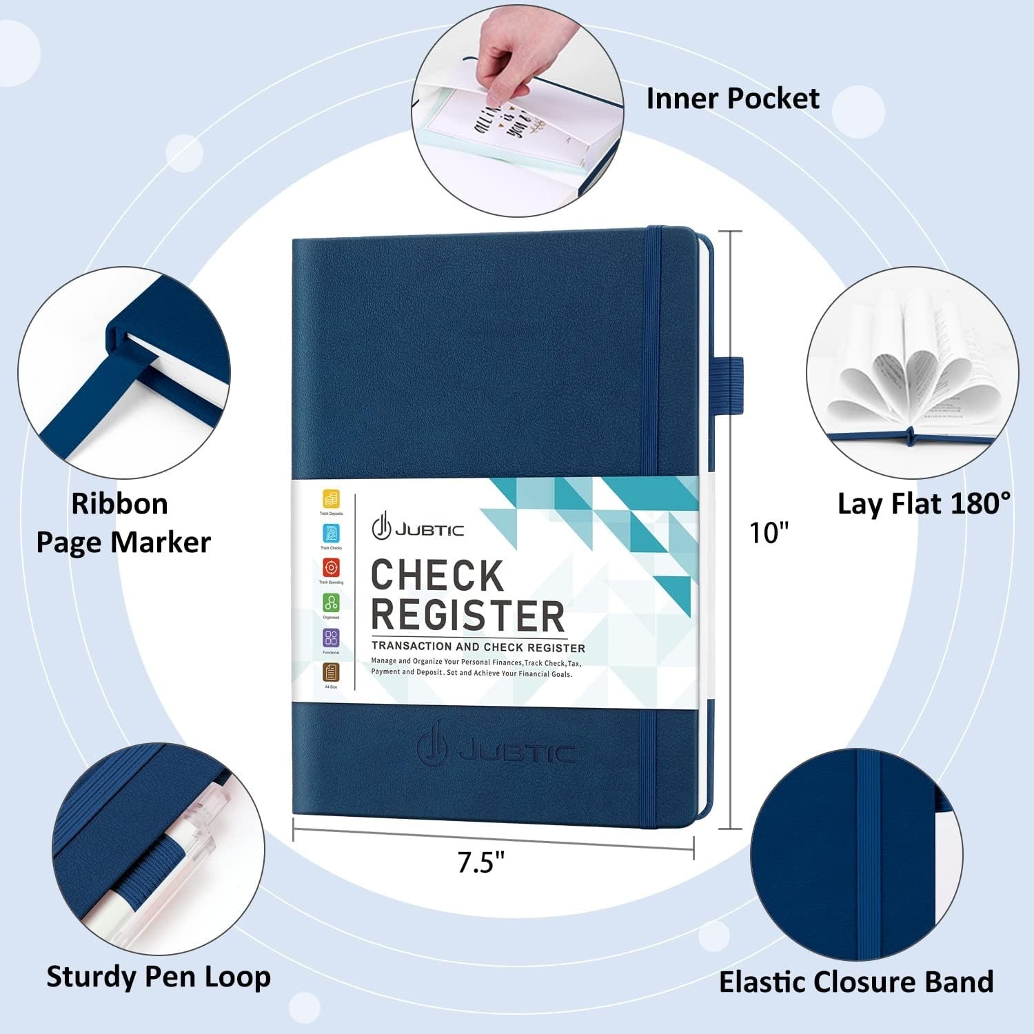 Budget Tracker Notebook 7.5×10 Inch Navy Blue for Personal and Business Use