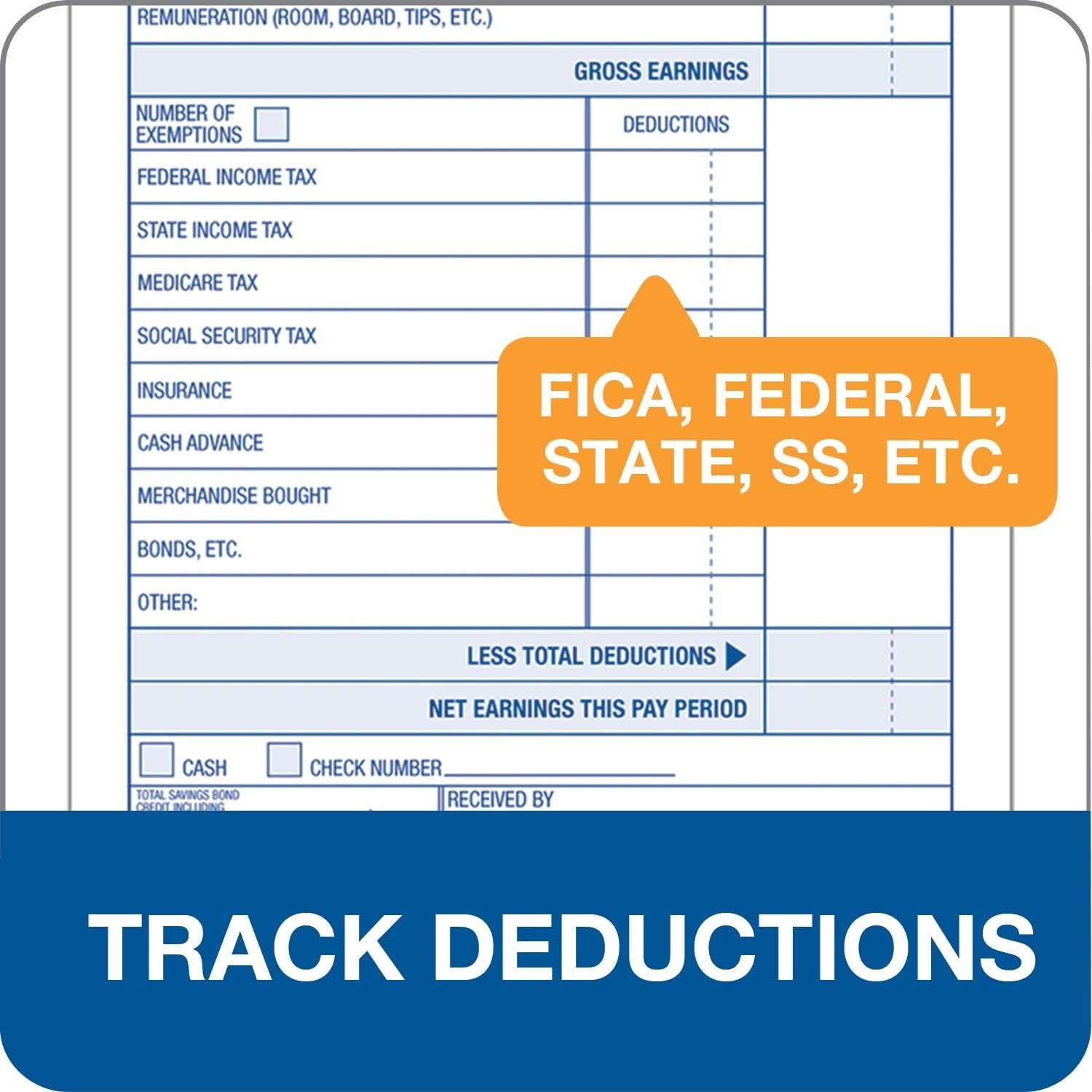Employee Payroll Record Book, 4.19 x 7.19 Inches, White and Canary, 2-Part, 5…