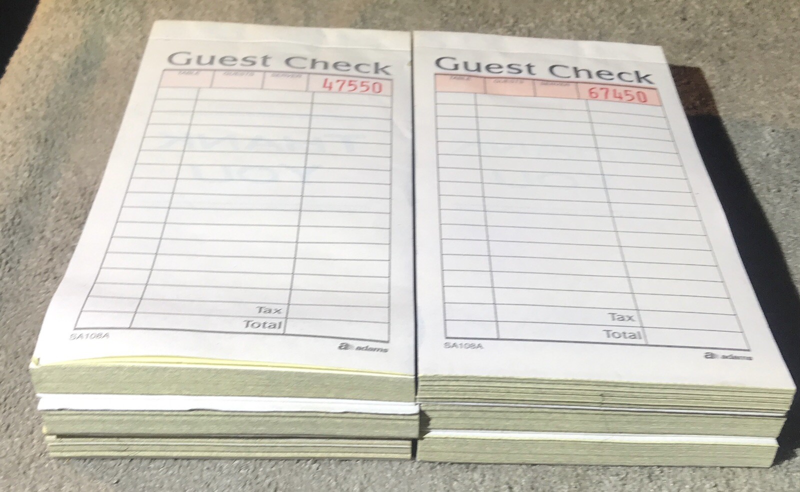 Lot Of 6 Guest Check Receipt Books Pads Of 50 Checks