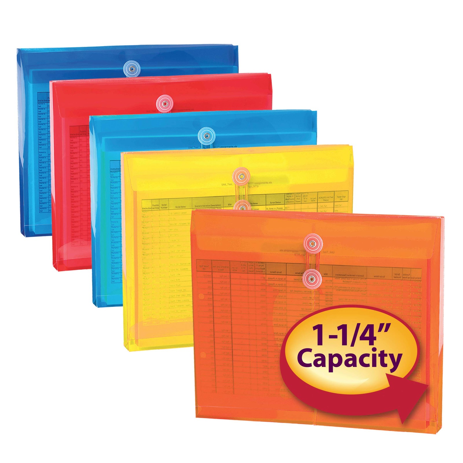 Smead Poly Project Envelope, 9-3/4 x 11-5/8 Inches (5-Pack), Assorted Colors